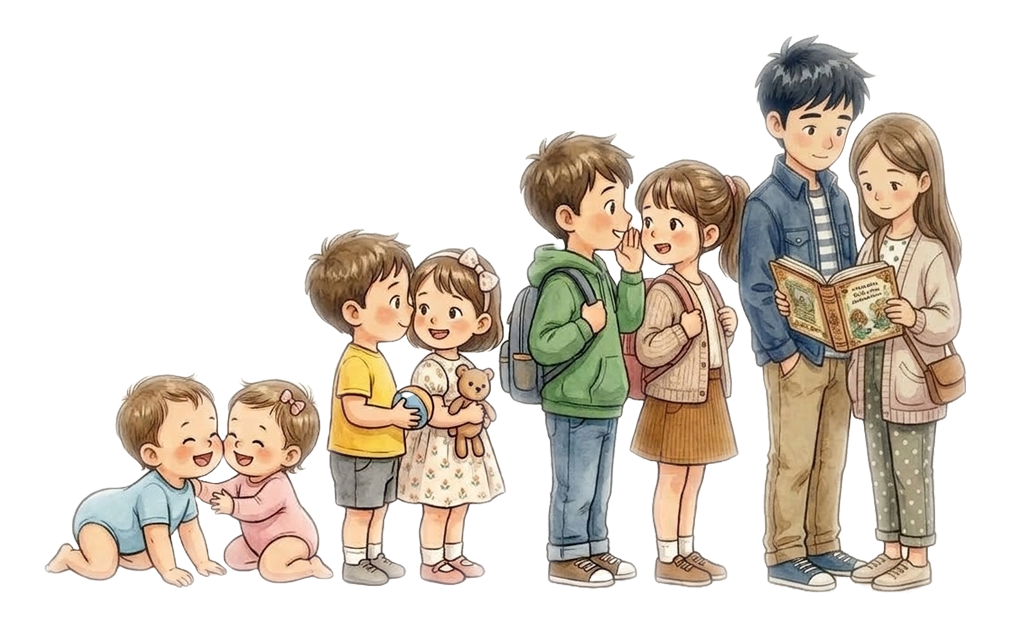 Niños en distintas etapas de desarrollo